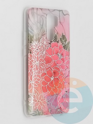 Накладка комбинированная Flowers с силиконовой окантовкой для Xiaomi Redmi 9 вид4 - фото 41802