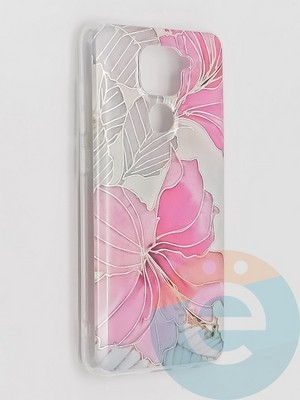 Накладка комбинированная Flowers с силиконовой окантовкой для Xiaomi Redmi Note 9 вид1 - фото 41828