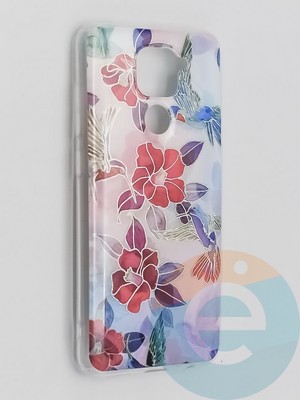 Накладка комбинированная Flowers с силиконовой окантовкой для Xiaomi Redmi Note 9 вид10 - фото 41829