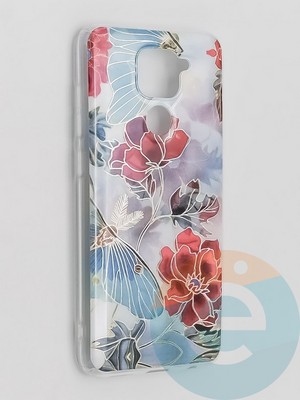 Накладка комбинированная Flowers с силиконовой окантовкой для Xiaomi Redmi Note 9 вид3 - фото 41831