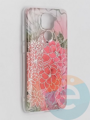 Накладка комбинированная Flowers с силиконовой окантовкой для Xiaomi Redmi Note 9 вид4 - фото 41832