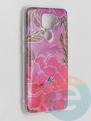 Накладка комбинированная Flowers с силиконовой окантовкой для Xiaomi Redmi Note 9 вид5 - фото 41833