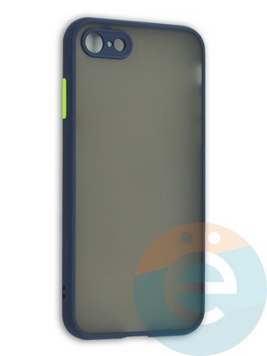 Накладка пластиковая с силиконовой окантовкой с защищенной камерой для iPhone 7/8/SE 2020 синяя - фото 41900