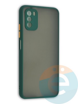 Накладка пластиковая с силиконовой окантовкой с защищенной камерой для Poco M3 зеленая - фото 41903