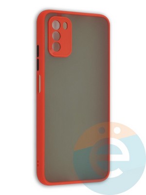Накладка пластиковая с силиконовой окантовкой с защищенной камерой для Poco M3 красная - фото 41904
