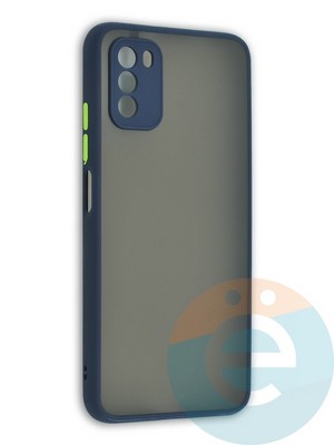 Накладка пластиковая с силиконовой окантовкой с защищенной камерой для Poco M3 синяя - фото 41905