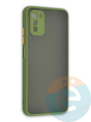 Накладка пластиковая с силиконовой окантовкой с защищенной камерой для Poco M3 хаки - фото 41906