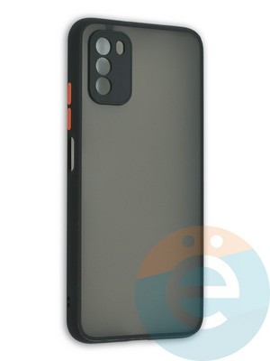 Накладка пластиковая с силиконовой окантовкой с защищенной камерой для Poco M3 черная - фото 41907