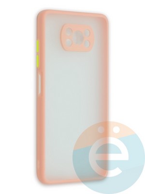 Накладка пластиковая с силиконовой окантовкой с защищенной камерой для Poco X3/X3 Pro розовая - фото 41909