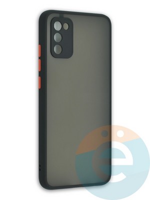 Накладка пластиковая с силиконовой окантовкой с защищенной камерой для Samsung Galaxy A02S черная - фото 41915