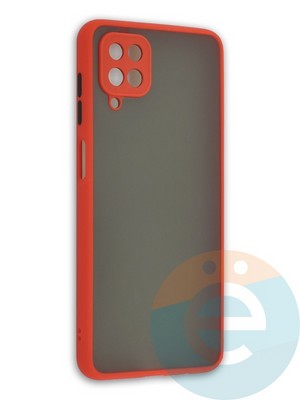 Накладка пластиковая с силиконовой окантовкой с защищенной камерой для Samsung Galaxy A12 красная - фото 41918