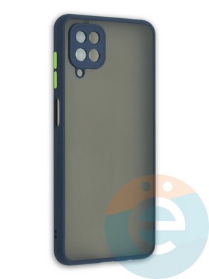 Накладка пластиковая с силиконовой окантовкой с защищенной камерой для Samsung Galaxy A12 синяя - фото 41920