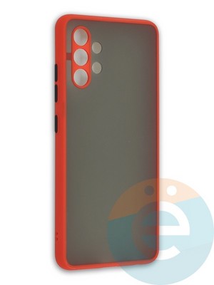 Накладка пластиковая с силиконовой окантовкой с защищенной камерой для Samsung Galaxy A32 красная - фото 41921