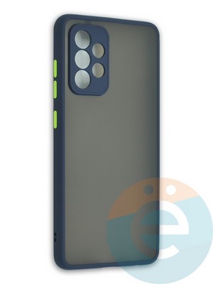 Накладка пластиковая с силиконовой окантовкой с защищенной камерой для Samsung Galaxy A52 синяя - фото 41922