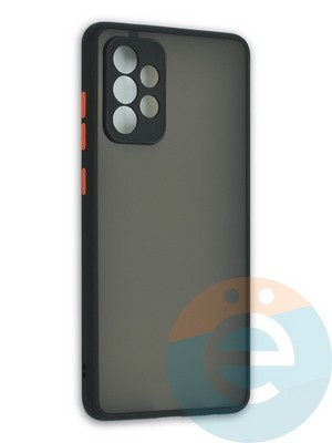 Накладка пластиковая с силиконовой окантовкой с защищенной камерой для Samsung Galaxy A72 черная - фото 41925