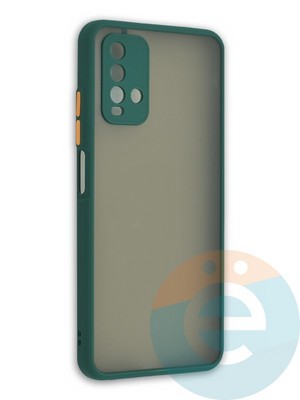 Накладка пластиковая с силиконовой окантовкой с защищенной камерой для Xiaomi Redmi 9T зеленая - фото 41928