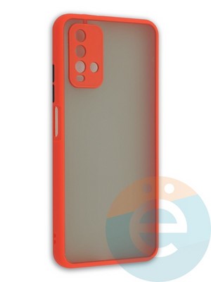 Накладка пластиковая с силиконовой окантовкой с защищенной камерой для Xiaomi Redmi 9T красная - фото 41929