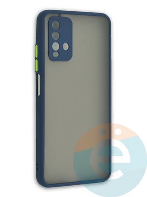 Накладка пластиковая с силиконовой окантовкой с защищенной камерой для Xiaomi Redmi 9T синяя - фото 41931