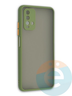 Накладка пластиковая с силиконовой окантовкой с защищенной камерой для Xiaomi Redmi 9T хаки - фото 41933