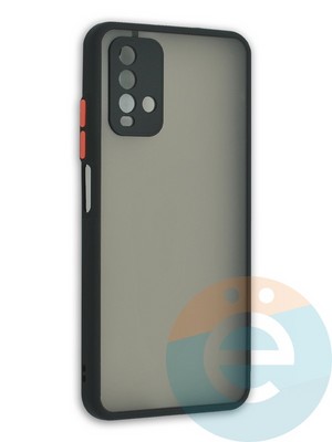 Накладка пластиковая с силиконовой окантовкой с защищенной камерой для Xiaomi Redmi 9T черная - фото 41934