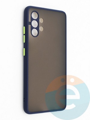Накладка пластиковая с силиконовой окантовкой с защищенной камерой для Samsung Galaxy A32 синяя - фото 42135