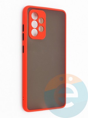 Накладка пластиковая с силиконовой окантовкой с защищенной камерой для Samsung Galaxy A52 красная - фото 42136