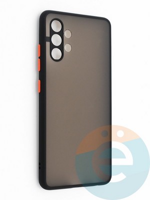Накладка пластиковая с силиконовой окантовкой с защищенной камерой для Samsung Galaxy A32 черная - фото 42137