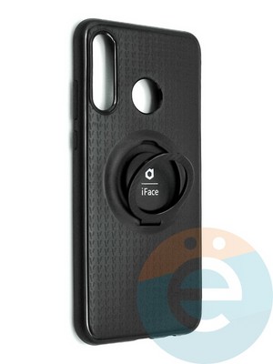 Накладка силиконовая iFace на Huawei P30 Lite с металлической пластиной с кольцом - фото 42189