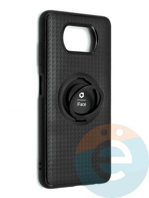 Накладка силиконовая iFace на Poco X3 с металлической пластиной с кольцом - фото 42197