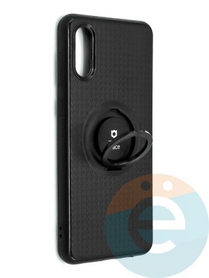 Накладка силиконовая iFace на Samsung Galaxy A02 с металлической пластиной с кольцом - фото 42198