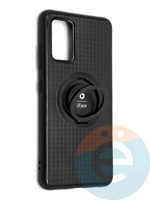 Накладка силиконовая iFace на Samsung Galaxy A02S с металлической пластиной с кольцом - фото 42199