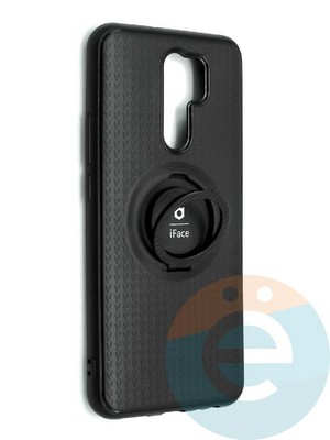 Накладка силиконовая iFace на Xiaomi Redmi 9 с металлической пластиной с кольцом - фото 42208