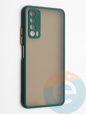 Накладка пластиковая с силиконовой окантовкой с защищенной камерой для Huawei P Smart 2021 зеленая - фото 42240