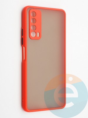 Накладка пластиковая с силиконовой окантовкой с защищенной камерой для Huawei P Smart 2021 красная - фото 42241