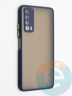 Накладка пластиковая с силиконовой окантовкой с защищенной камерой для Huawei P Smart 2021 синяя - фото 42242