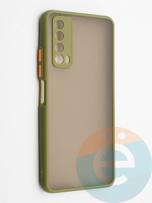 Накладка пластиковая с силиконовой окантовкой с защищенной камерой для Huawei P Smart 2021 хаки - фото 42244