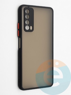 Накладка пластиковая с силиконовой окантовкой с защищенной камерой для Huawei P Smart 2021 черная - фото 42245