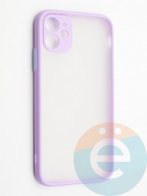 Накладка пластиковая с силиконовой окантовкой с защищенной камерой для iPhone 11 сиреневая - фото 42246