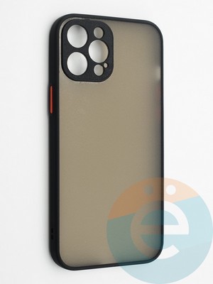Накладка пластиковая с силиконовой окантовкой с защищенной камерой для iPhone 12 Pro Max черная - фото 42258