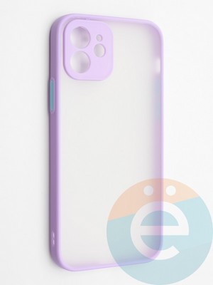 Накладка пластиковая с силиконовой окантовкой с защищенной камерой для iPhone 12 сиреневая - фото 42262