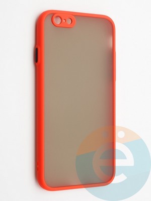Накладка пластиковая с силиконовой окантовкой с защищенной камерой для iPhone 6/6S красная - фото 42265