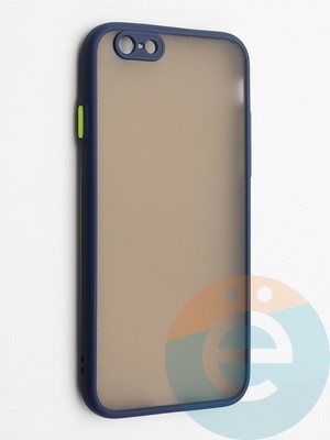 Накладка пластиковая с силиконовой окантовкой с защищенной камерой для iPhone 6/6S синяя - фото 42266