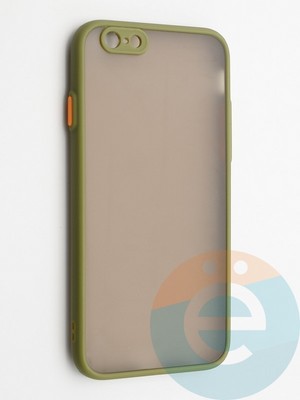 Накладка пластиковая с силиконовой окантовкой с защищенной камерой для iPhone 6/6S хаки - фото 42267