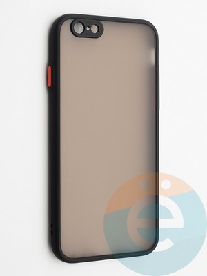 Накладка пластиковая с силиконовой окантовкой с защищенной камерой для iPhone 6/6S черная - фото 42268