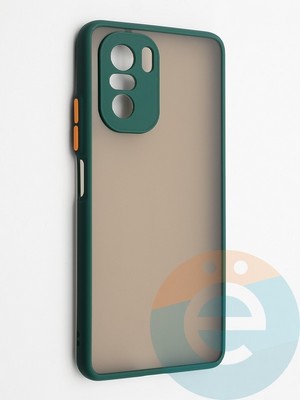 Накладка пластиковая с силиконовой окантовкой с защищенной камерой для Poco F3/Redmi K40 зеленая - фото 42269