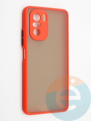 Накладка пластиковая с силиконовой окантовкой с защищенной камерой для Poco F3/Redmi K40 красная - фото 42270