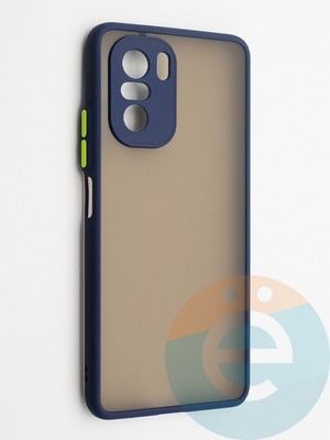 Накладка пластиковая с силиконовой окантовкой с защищенной камерой для Poco F3/Redmi K40 синяя - фото 42271