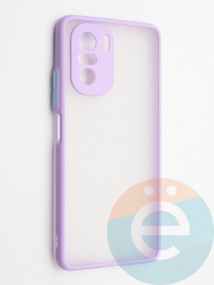 Накладка пластиковая с силиконовой окантовкой с защищенной камерой для Poco F3/Redmi K40 сиреневая - фото 42272