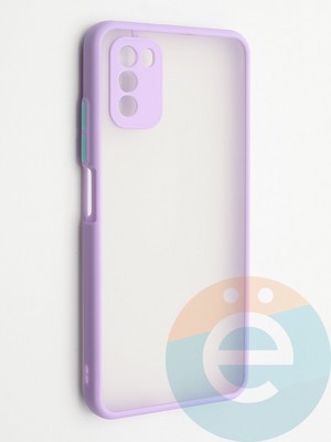 Накладка пластиковая с силиконовой окантовкой с защищенной камерой для Poco M3 сиреневая - фото 42275