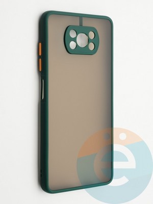 Накладка пластиковая с силиконовой окантовкой с защищенной камерой для Poco X3/X3 Pro зеленая - фото 42276
